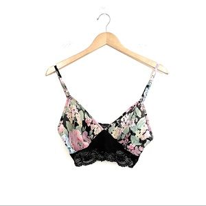 Vintage 90s Victorias Secret Floral Chiffon Lace Longline Bralette Size Small